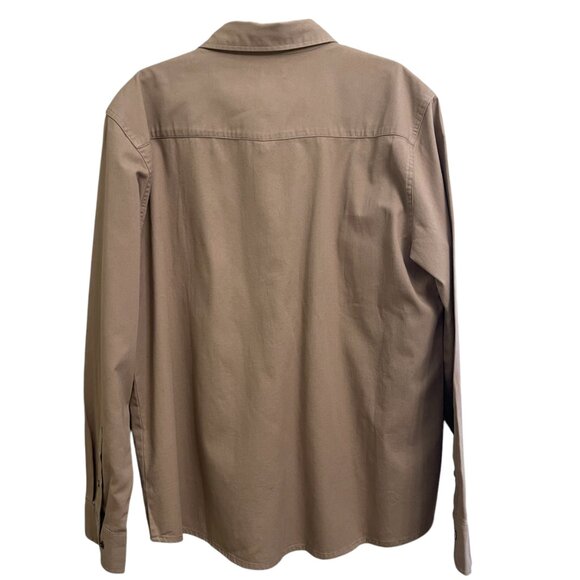 Turtle Bay New York Khaki Shirt Long Sleeve Pearl Snaps Pockets Size Large - Picture 6 of 11